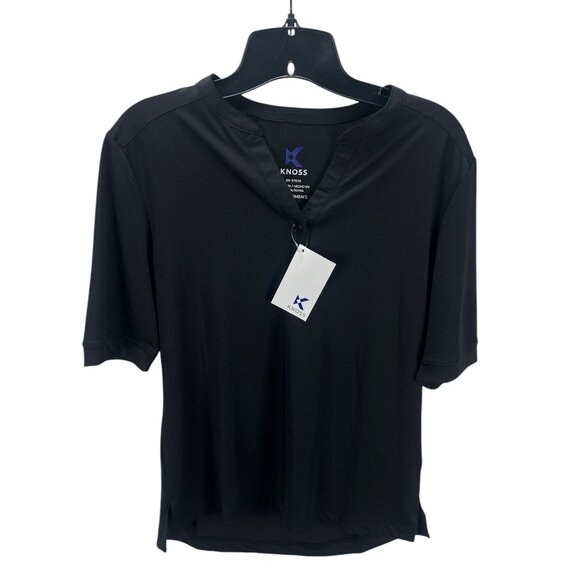 Knoss NWT Women's Shadow Stripe Performance Polo Top Athletic Black M Heritage C - Picture 1 of 4